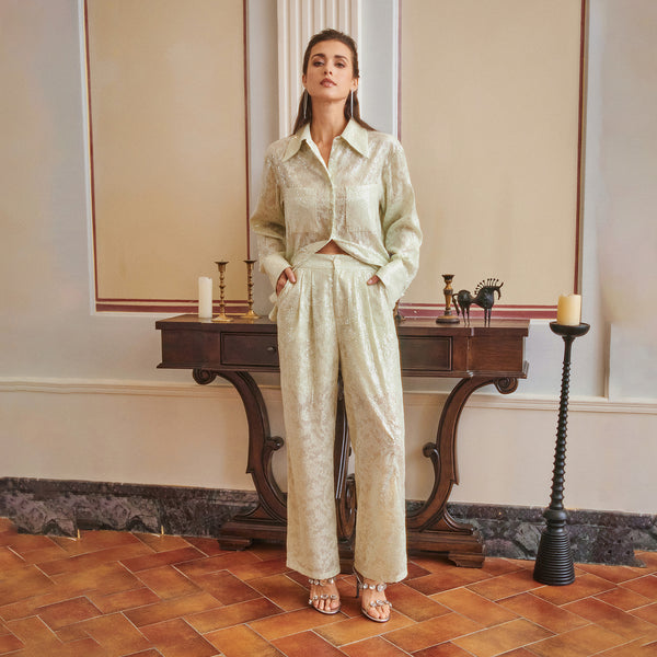 Sequin lapel drop shoulder loose fit long sleeve midi shirt