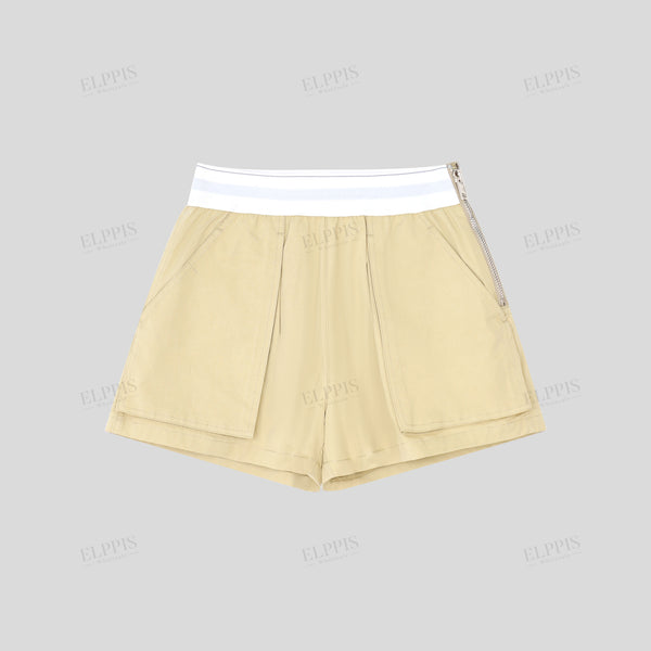 Waist Panel Unique Elastic Multi-Pocket Cargo Shorts