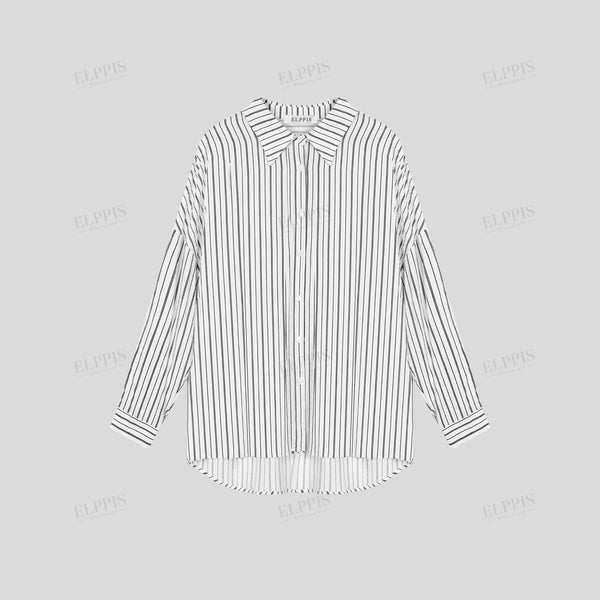 Striped rayon H-line long sleeve shirt