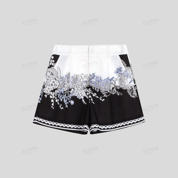 Placement digital print A-line shorts