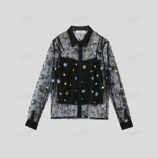 3D floral long sleeve shirt