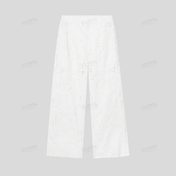 Water-Soluble Lace Fitted Flared Pants