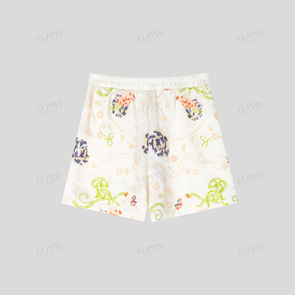 Heavy-Duty Large Sequin Embroidered Loose-Fit Short Pants