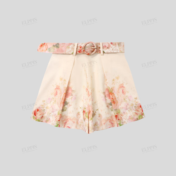 Romantic positioned floral A-line shorts