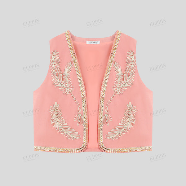 H-line embroidered all-cotton vest