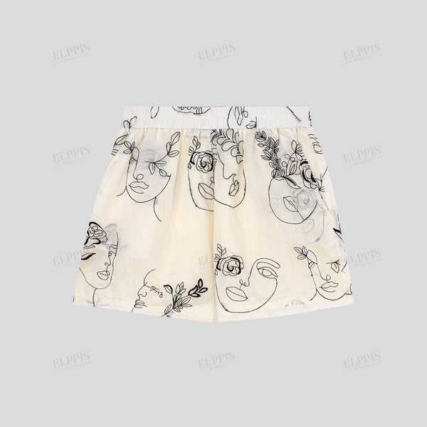 Casual vacation cotton embroidered shorts