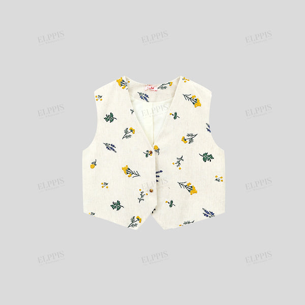 Straight H-Line Cotton-Linen Blend Commuter Embroidered Tank Top