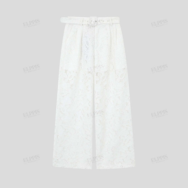 Rope rust jacquard hollow wide-leg pants