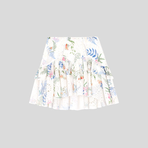 High-Waisted A-Line Double-Layer Ruffled Skirt