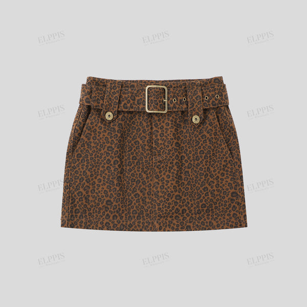Leopard print cotton mini skirt