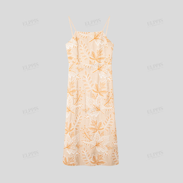 Rope embroidered jacquard sleeveless long dress