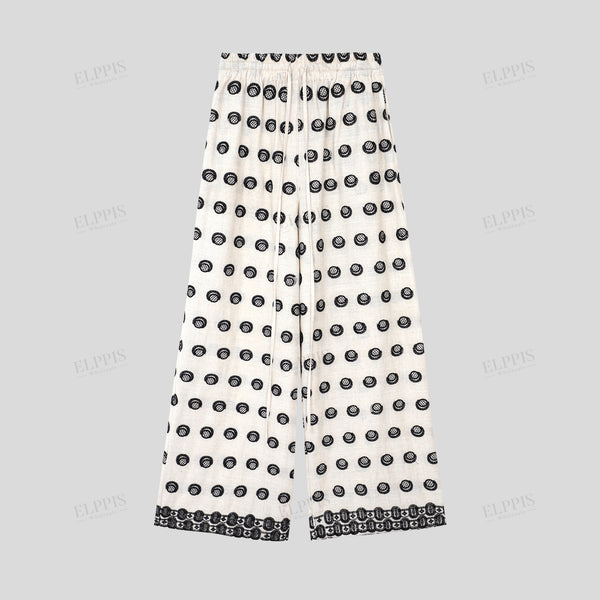 Black Polka Dot Placement Embroidered Trousers