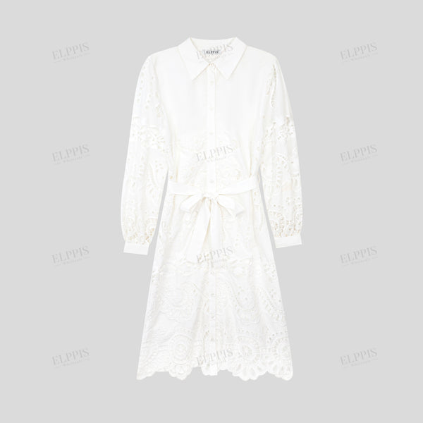 French Vacation Style Embroidered Dress