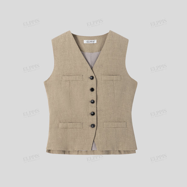 Cotton-linen H-line vest