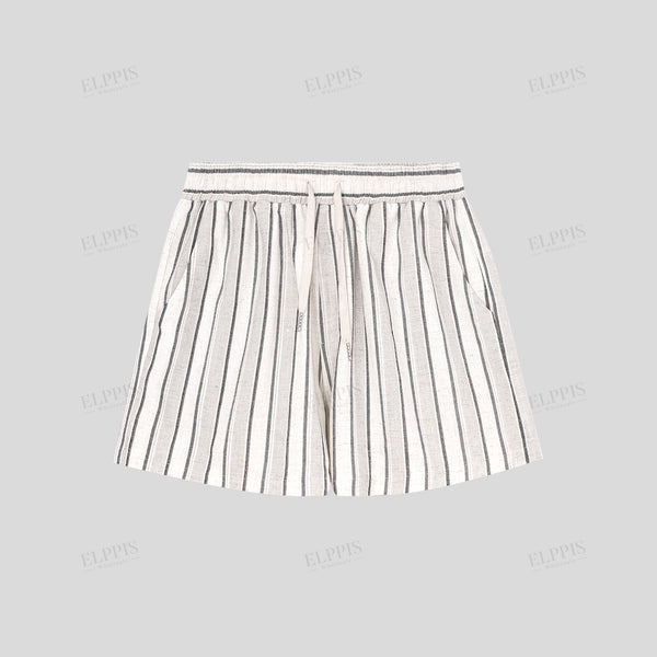 Striped rayon A-line shorts