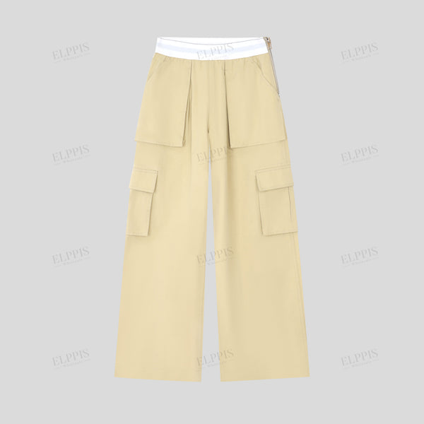 Waist Panel Unique Elastic Multi-Pocket Cargo Trousers