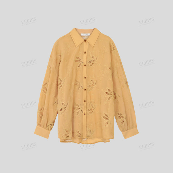 Yellow 3D Rope Embroidered Top