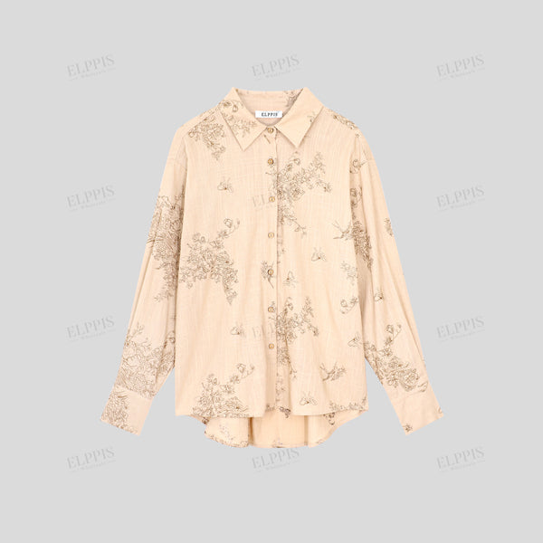 All-over Embroidered Cotton-Linen Blend Shirt