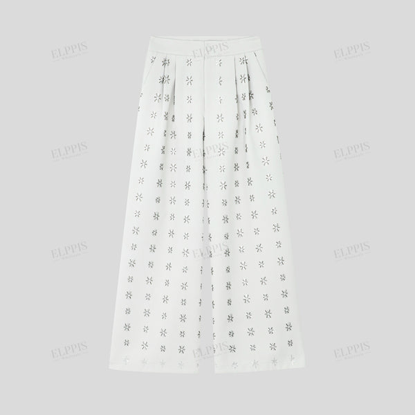 Heavy craftsmanship bead embroidery commuter pants
