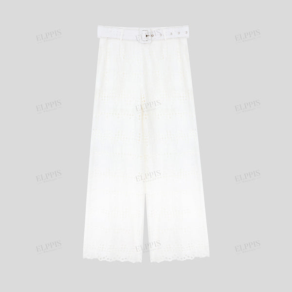 H-Shaped Lace Embroidered Trousers