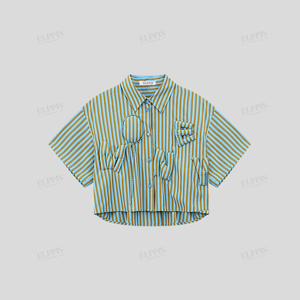 Straight H-Line Viscose Blend Casual Shirt with 3D Decoration