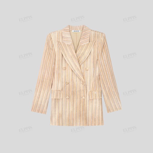 Striped Hot-Fix Rhinestone Vintage Blazer